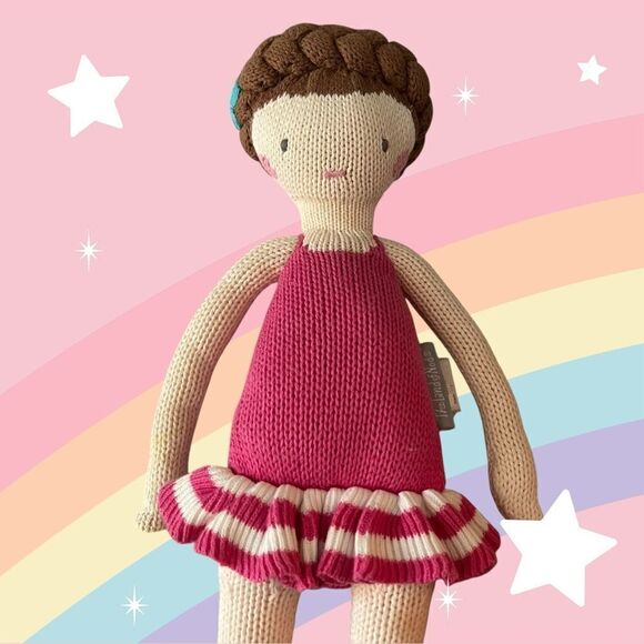 Pink Ballerina Doll. Knitted. The Land of Nod. 16” Excellent condition. - Picture 4 of 5